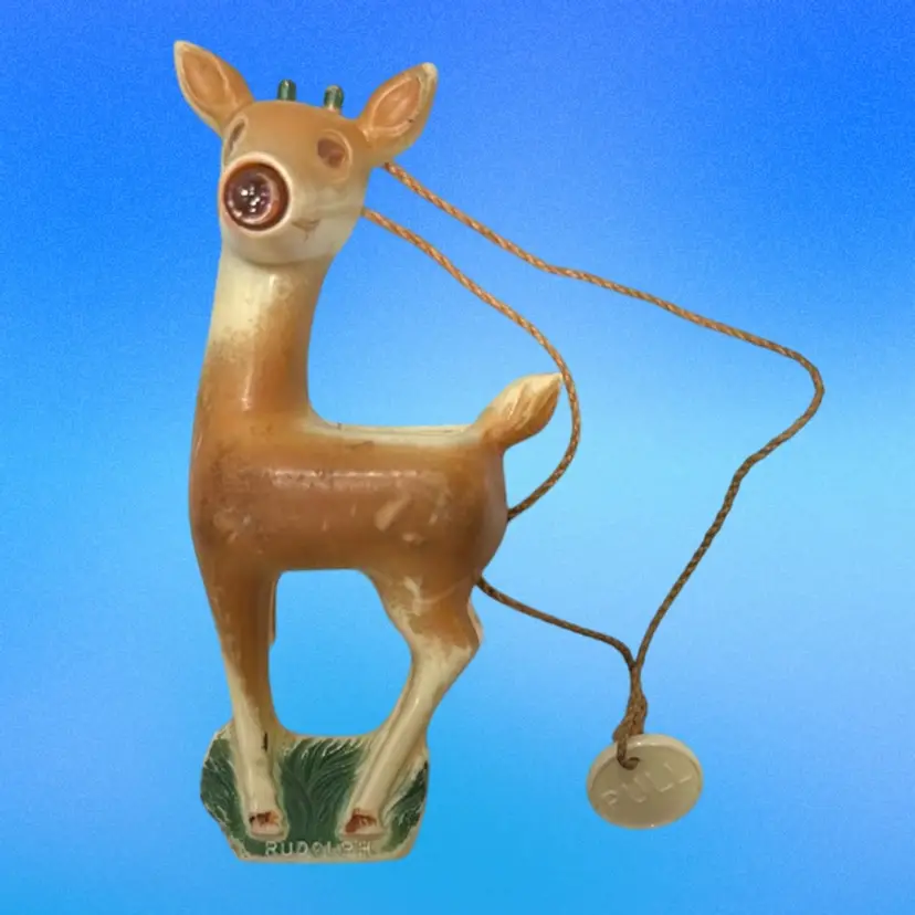 Vintage 1930's Celluloid Light Up Creator of Rudolph the Red Nose Reindeer Christmas Story Brooch