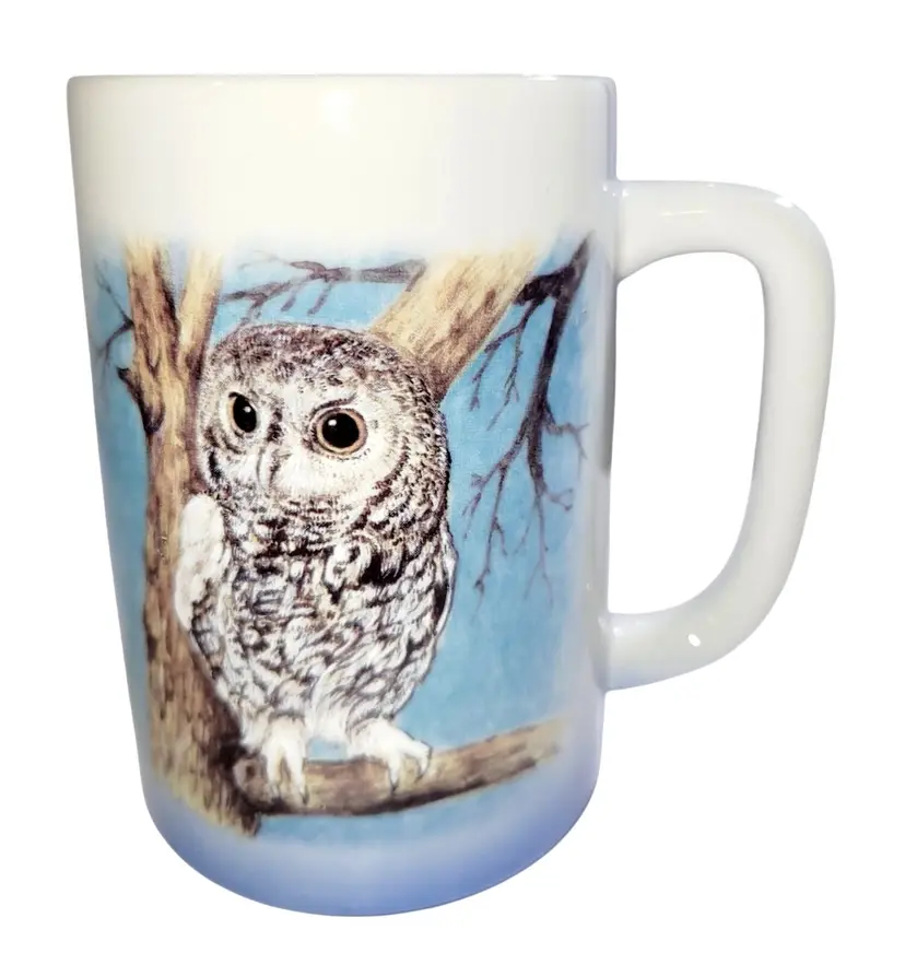 Otagiri Vintage Snow Owl Coffee Mug Ceramic Jacquie Vaux Design 12 Oz Japan