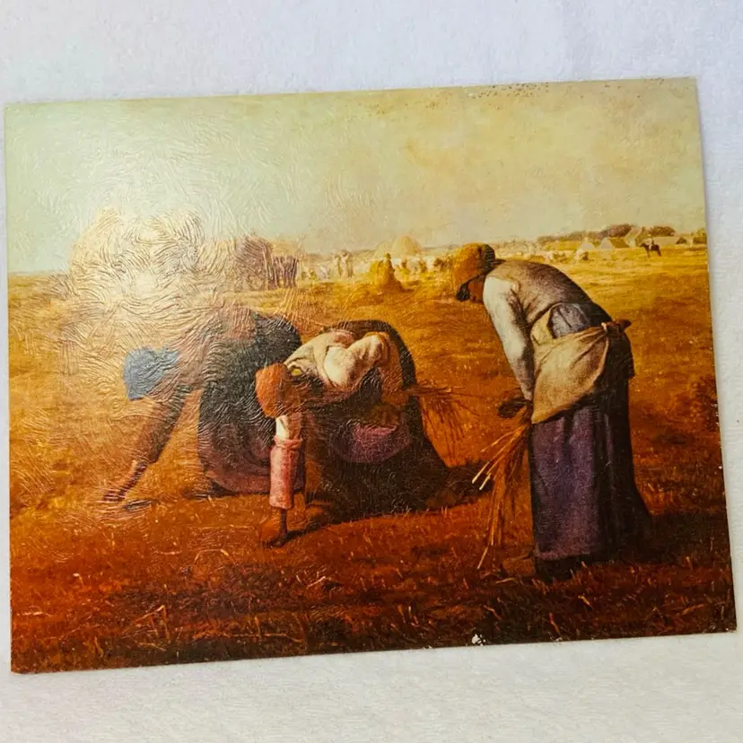 #2 Conoco Oil Gas Advertising Postcard Lithography Fine Art Print “The Gleaners” By Jean-Francois Millet (1814-1875) Timeless Painting Of Fall Harvest