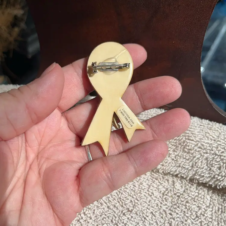 Vintage Lucinda Pin Stylish Lady On Purple Ribbon.