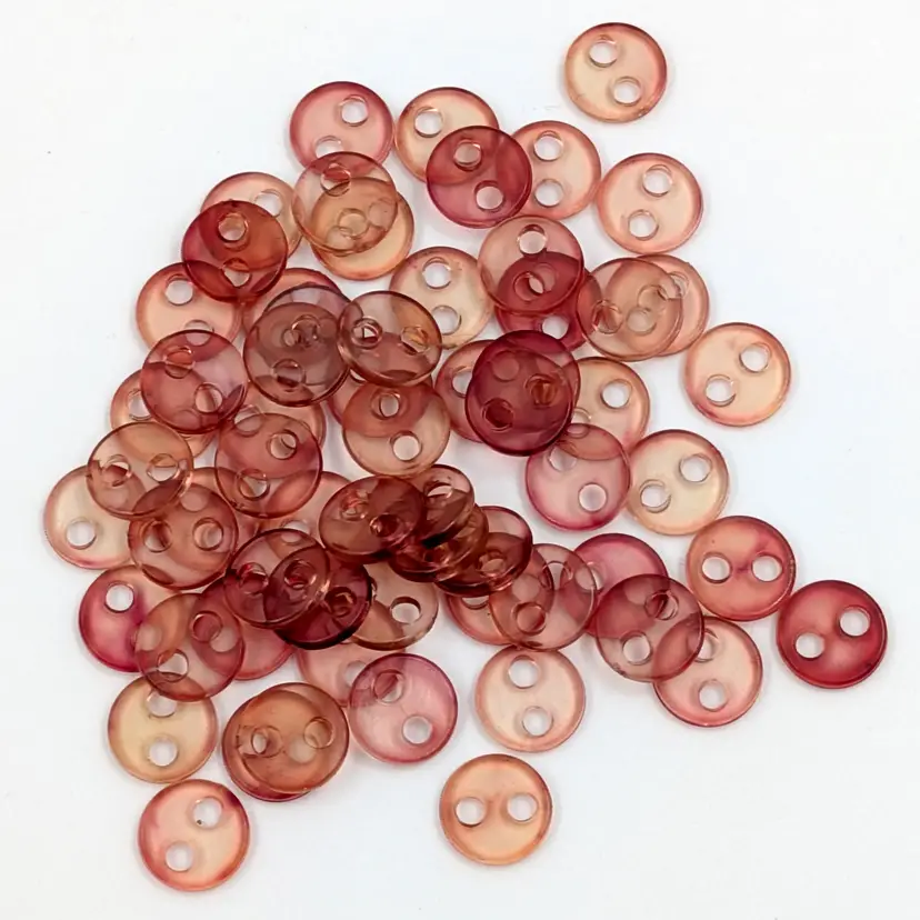 Translucent Warm Pink Red Orange Vintage 2 Hole Buttons