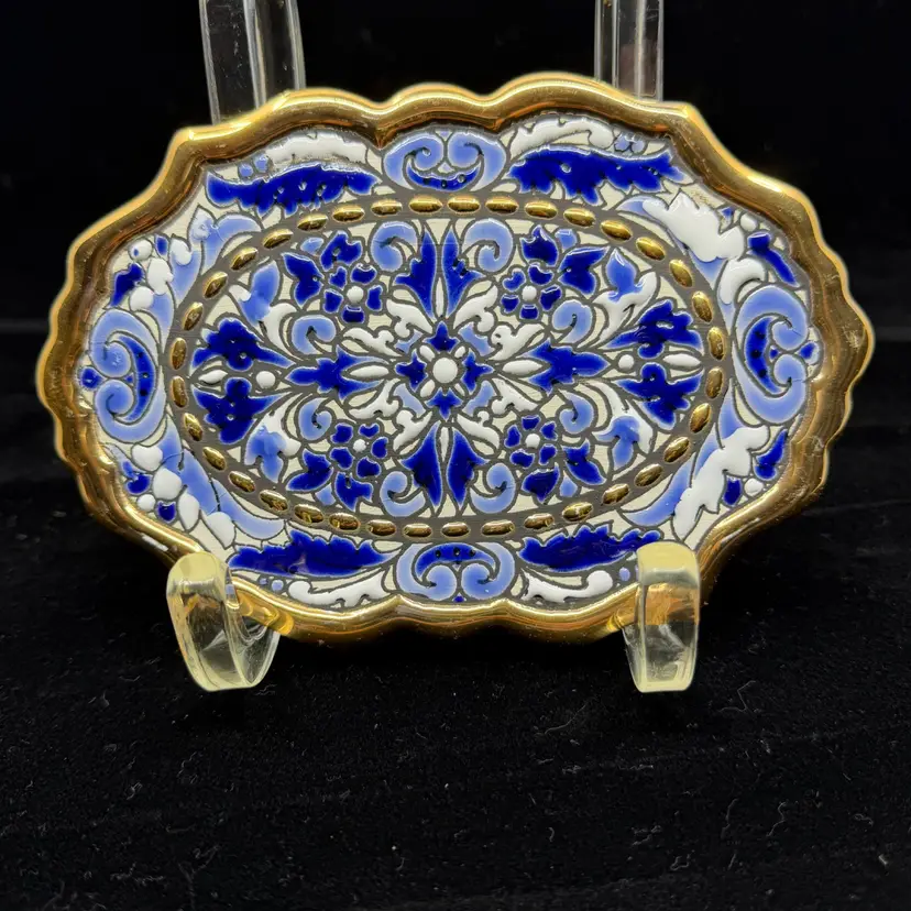 Cercolon Hand Painted 24 Karat Gold-Trimmed Wall Plaque/Trivet Spain