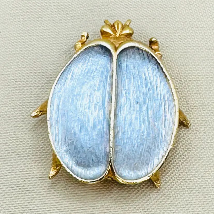 JJ (Jonette Jewelry) Egyptian Scarab / Beetle / Bug Light Blue Brooch