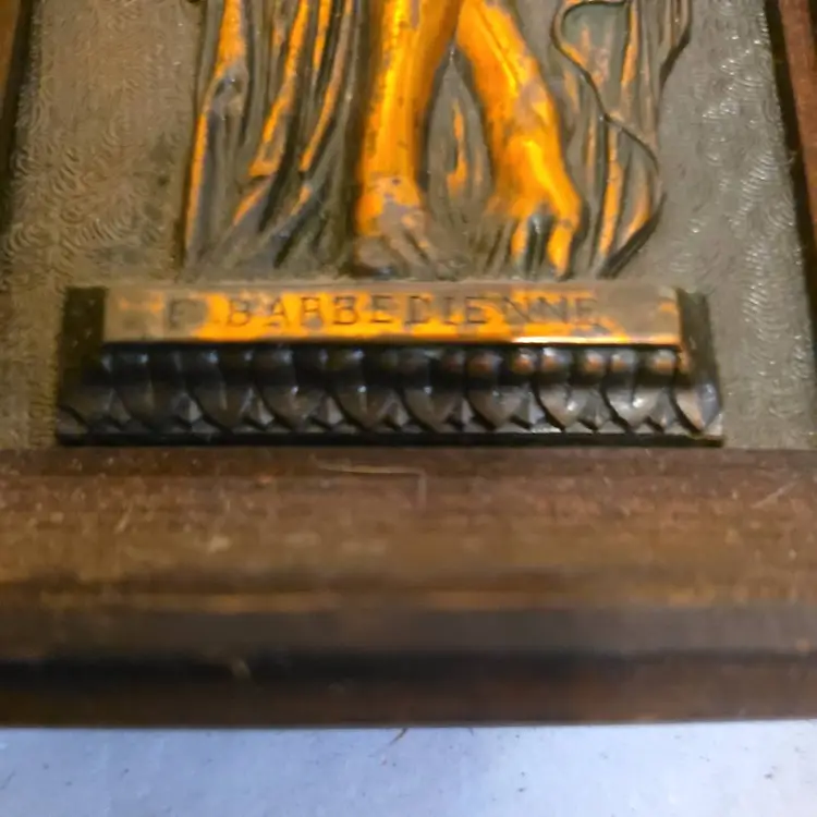 Antique F. Barbedienne Pair of French Bronze Resin Plaques Greek Maidens Framed