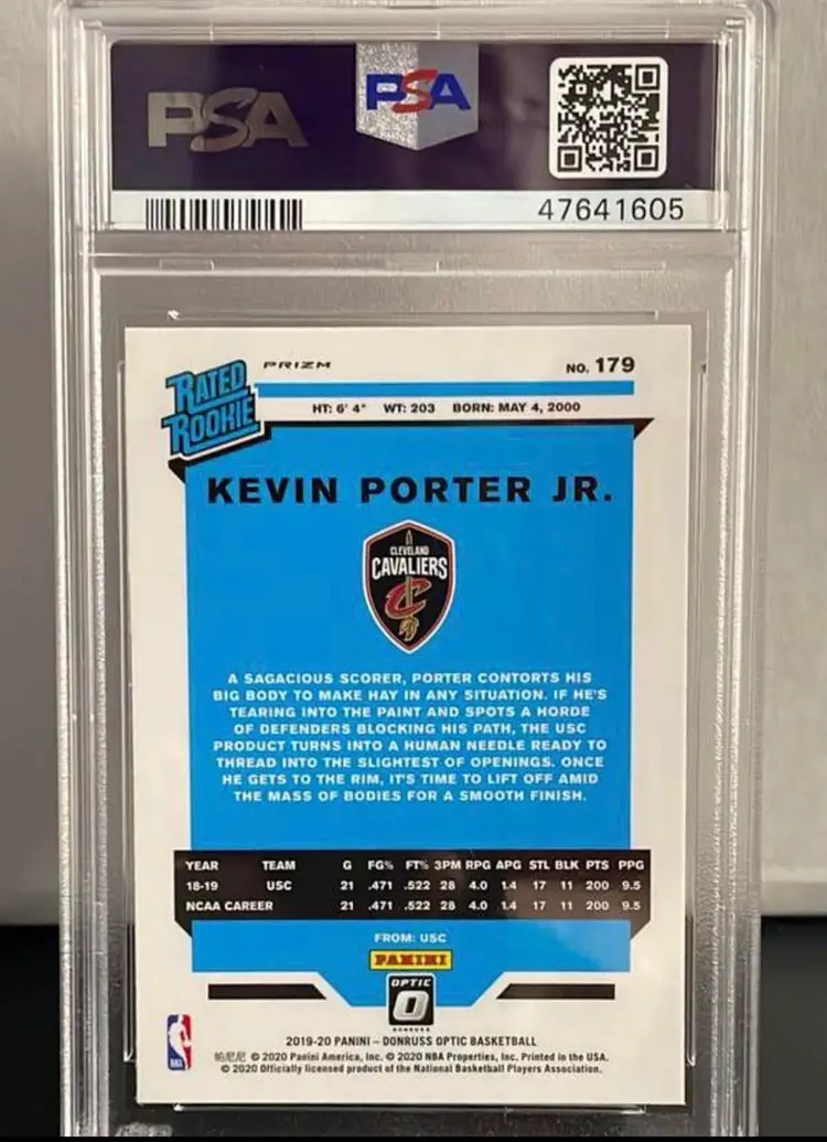 #179 Kevin Porter Jr. 2019 Panini Donruss Optic - Fanatics PSA 10