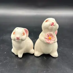 Avon White Bunny Salt And Pepper Set