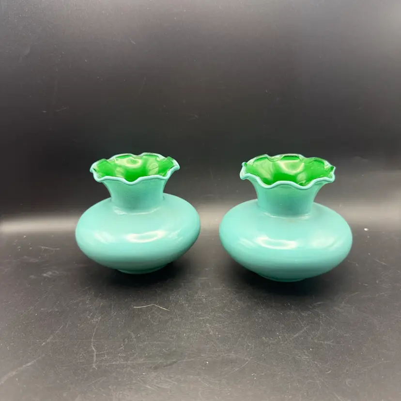 Vintage Anchor Hocking Green Glass Vases