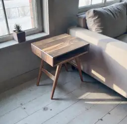 Aspen Walnut Side Table – Solid Walnut Modern End Table with Storage | Handmade