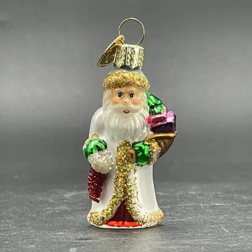 Old World Christmas Miniature Santa Blown Glass Hanging VTG Christmas Ornament