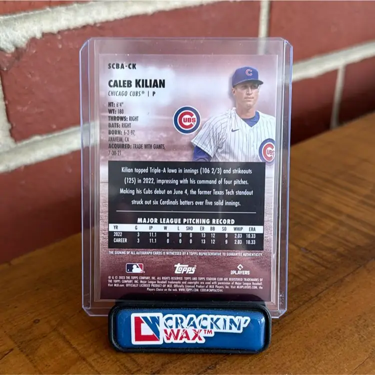 Caleb Kilian - 2023 Topps Stadium Club Autograph SCBA-CK - Chicago Cubs RC