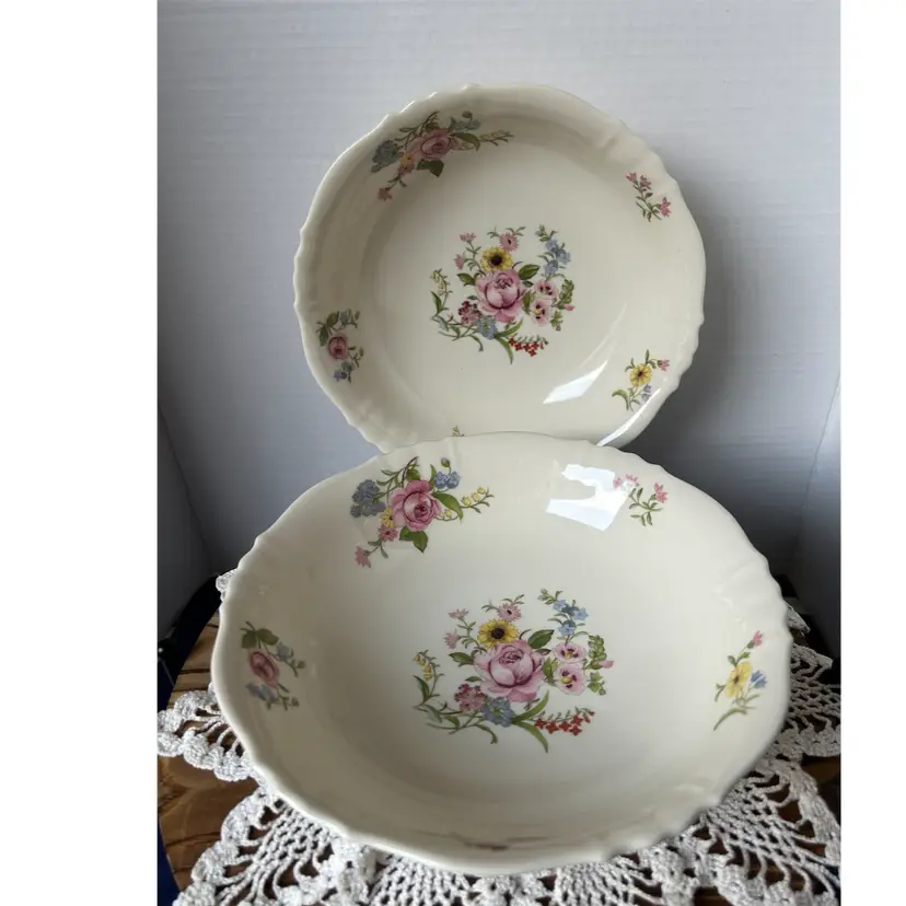 2 Vintage Ceramic Syracuse China Serving Bowls Portland Pattern In Federal Shape