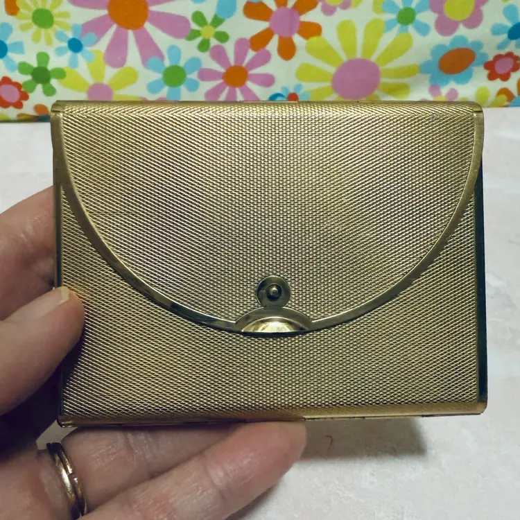 Vintage MCM Cody Gold Toned Purse Makeup Compact w/Powder Puff