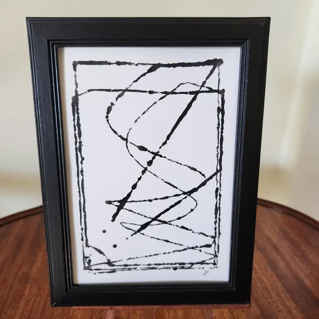 Marble Art On Watercolor Paper, Original, Colorful, 5x7, Black & White, Signed By The Artist, Frame Not Included.