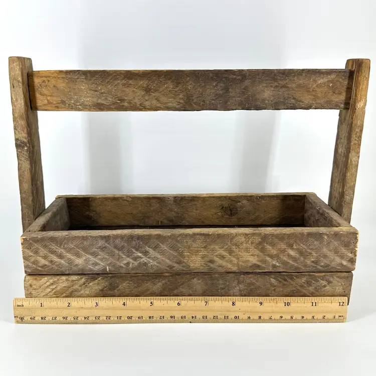 Primitive Wooden Tool Caddy Flower Display