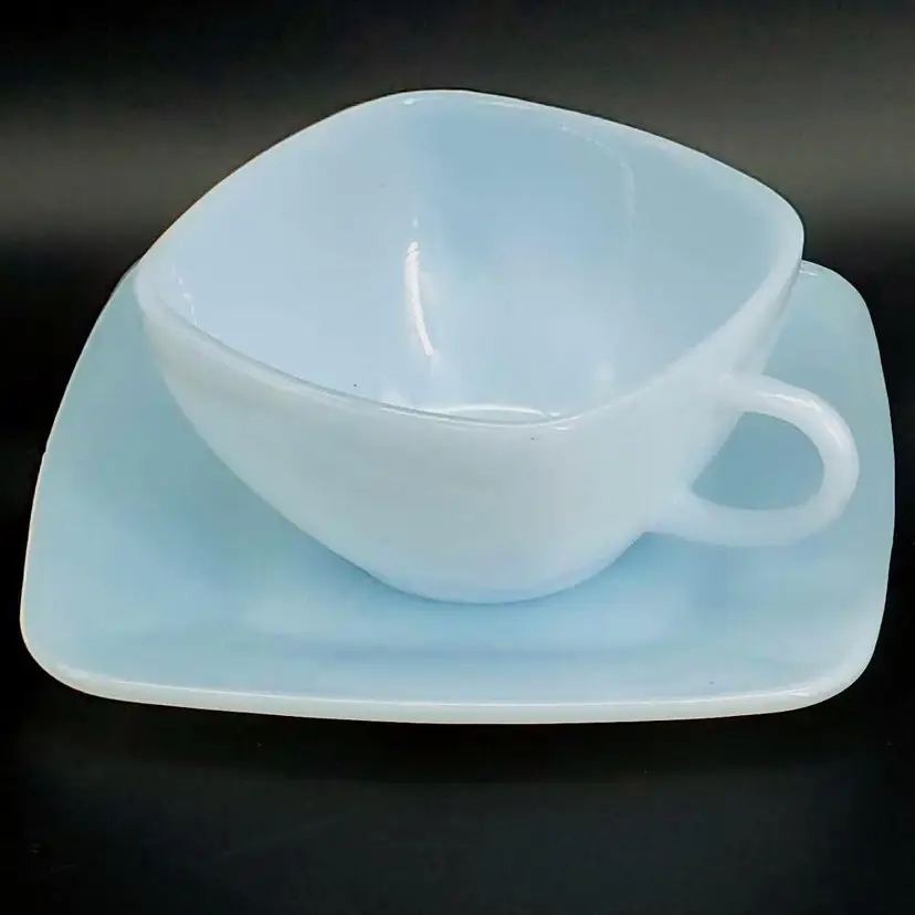 Fire King Delphite Azurite Charm Square Cup and Saucer Set
