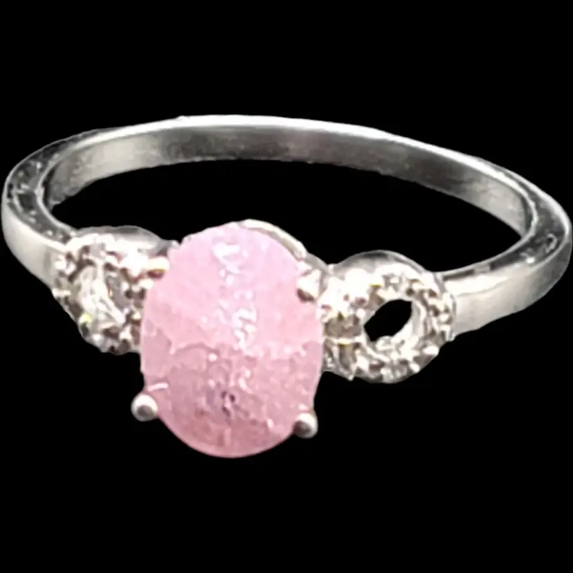 Beautiful 925 Sterling Silver Ring With Pink And Clear CZ Cubiz Zirconia Size 7
