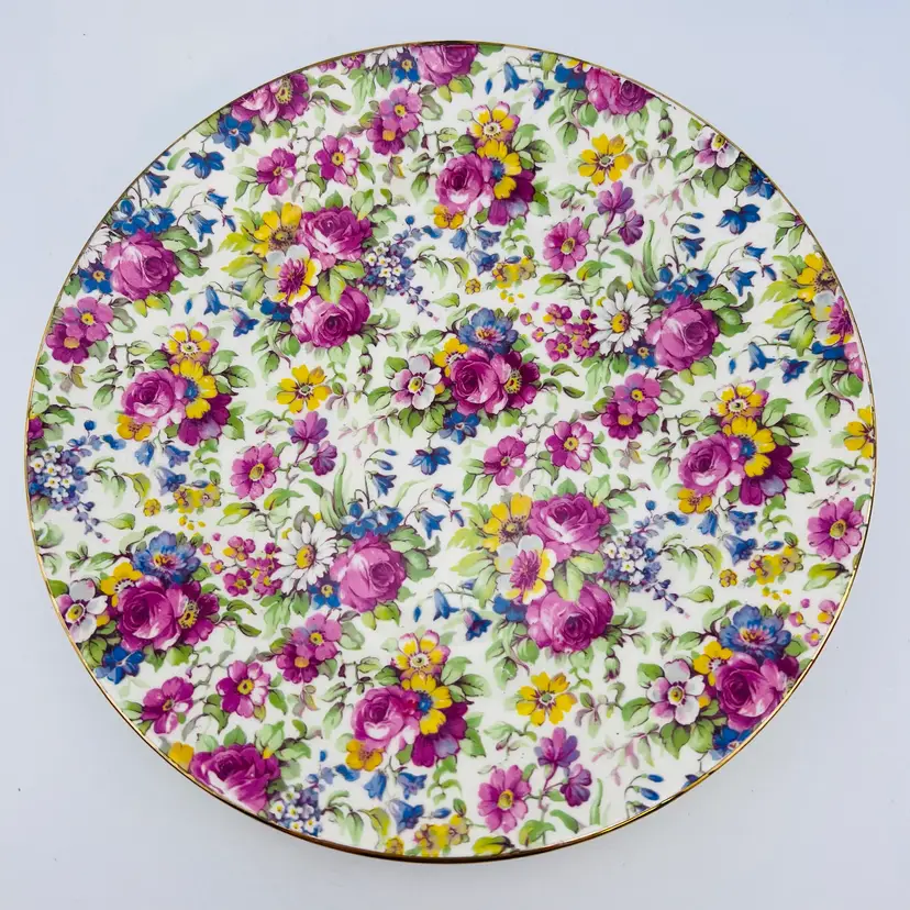 Floral Chintz Plate 8” Summertime Royal Winton Grimwades Made in England copyright Wright Tyndall & Van Roden Inc