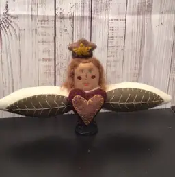 Vintage Folk Art Felt Christmas Angel Tree topper