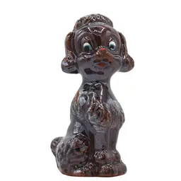 Vintage Japan Brown Poodle Figurine 4.5” Hand Painted Ceramic Redware Terracotta