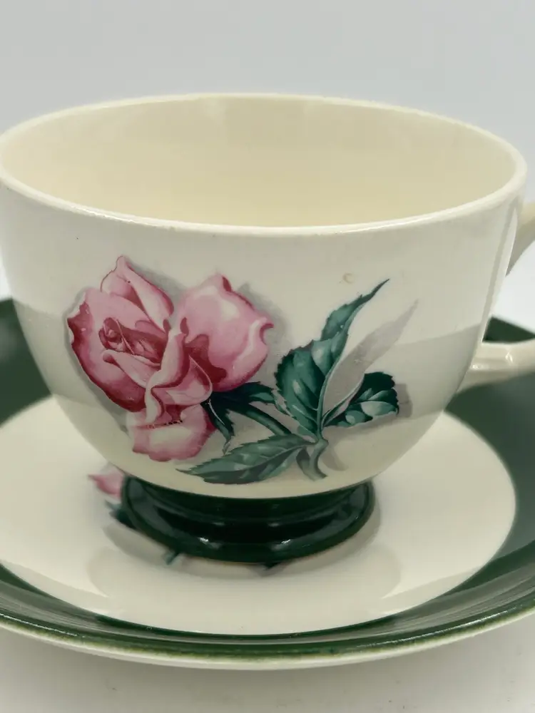Vintage Taylor Smith Pink Rose Teacup And Saucer