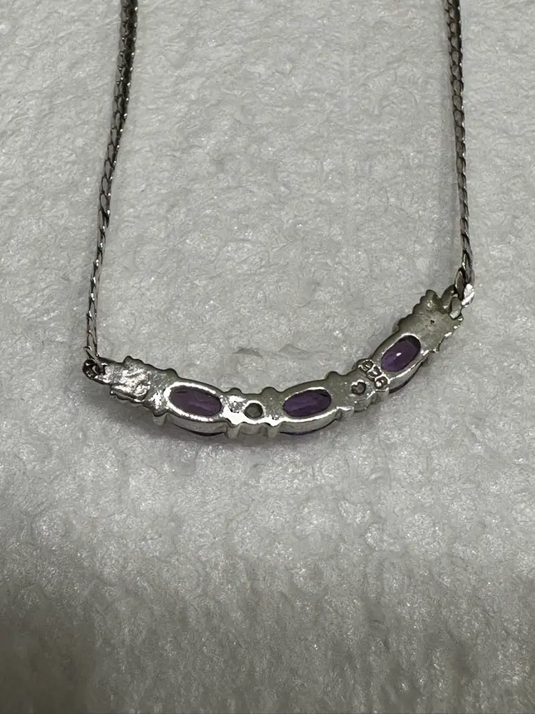 Amethyst Curved Bar 925 Sterling Silver Necklace