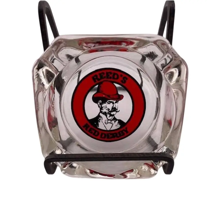 #01 Vintage Reed's Red Derby Glass Ashtray from San Antonio Texas