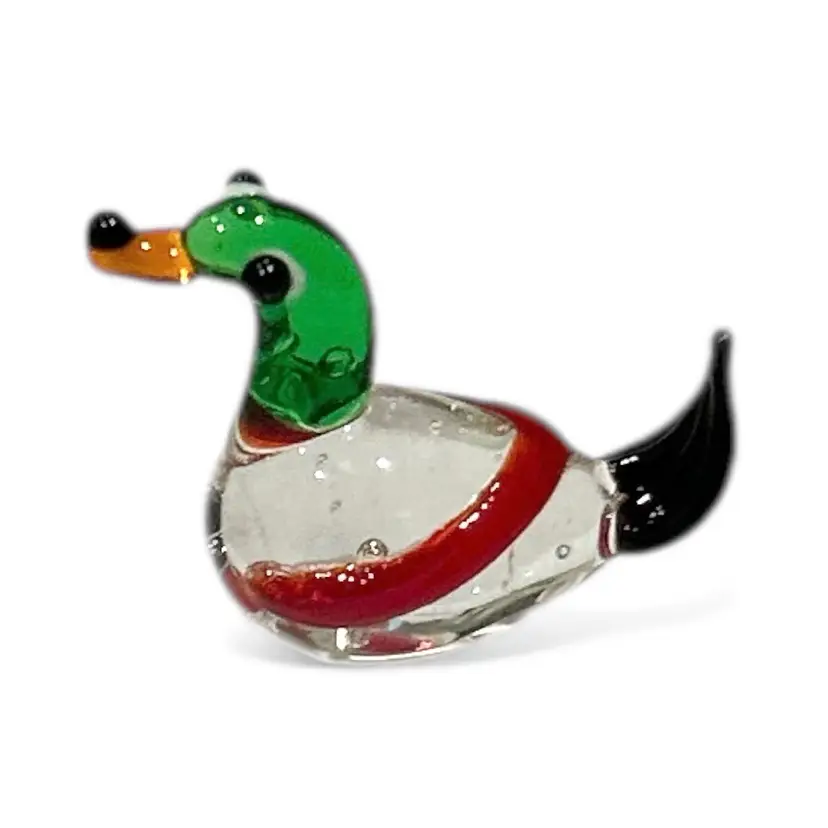 Mini Handblown Art Glass Mallard Duck Figurine