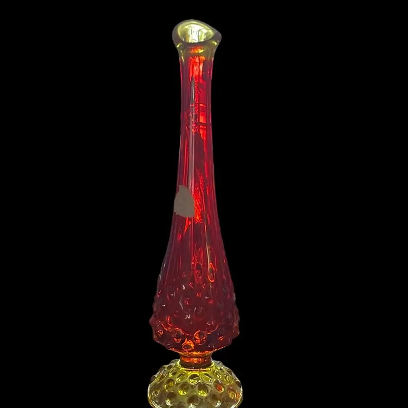 LESmith Amberina Bud Swung Vase 9”