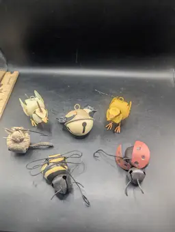 Vintage Lot of 6 Animal Sleigh Bell Ornaments