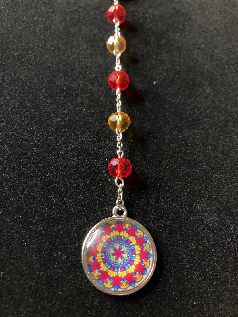 Handmade By Me Sun Catcher 8 1/2” Long! Boho Red