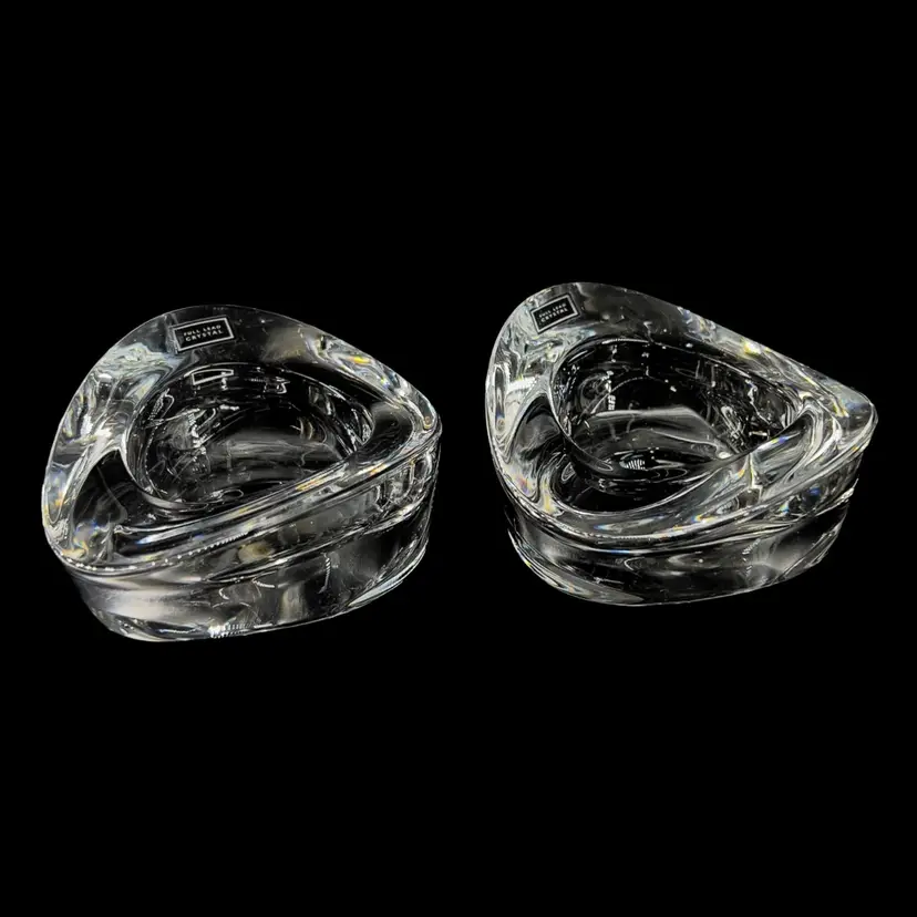 Vintage Nambe‘ Candle Holder 2pc Set Crystal Twist Butterfly Fred Bould Designer