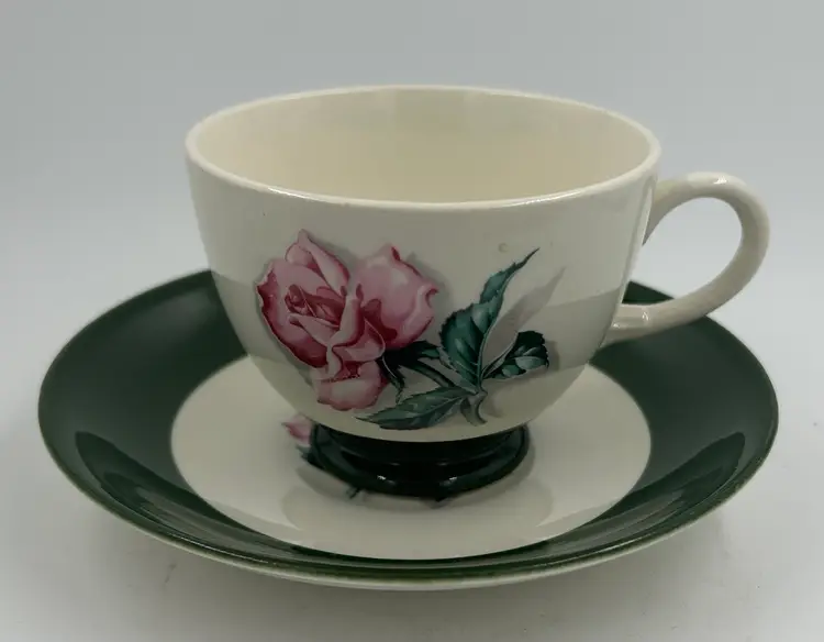 Vintage Taylor Smith Pink Rose Teacup And Saucer
