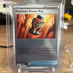 Premium Power Pro Trainer-Item Pokémon card, number 124/132 Mega Evolution set.