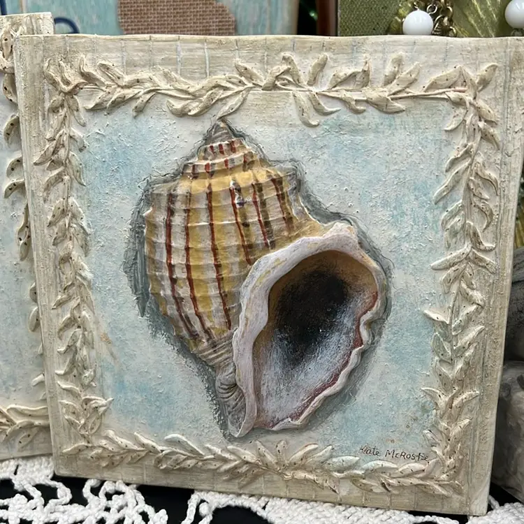 Sea She’ll Wall Plaques Set Of 2, Kate Roster Decor, 4x4”