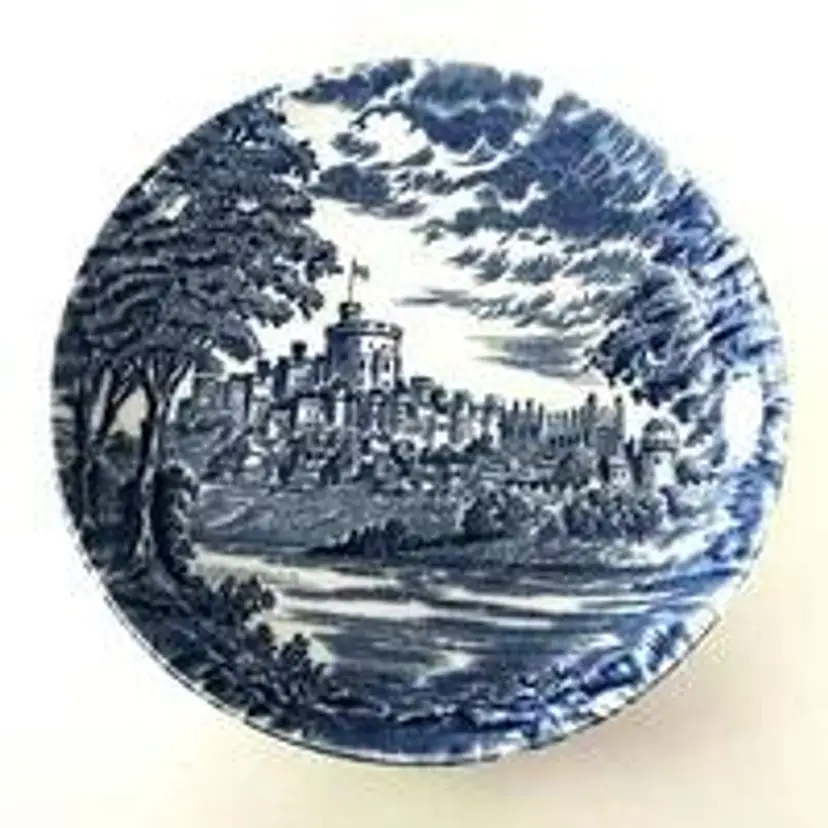 Unicorn Tableware Windsor Castle 4 Butter Trinket Sauce Dishes BLUE transferware 4" READ