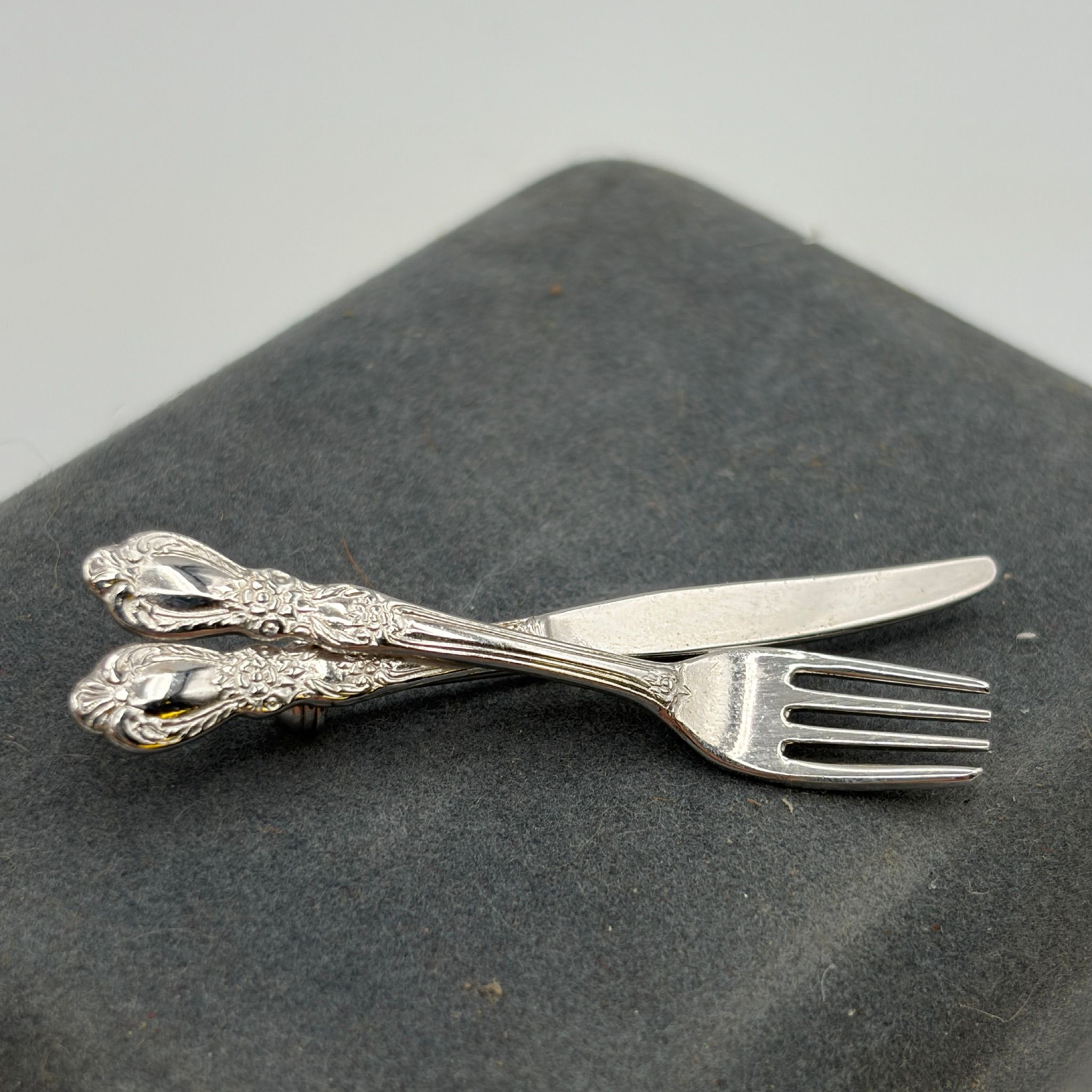 Vintage Fork Brooch Vintage Karl Lagerfeld 24k Gold Plate Faux