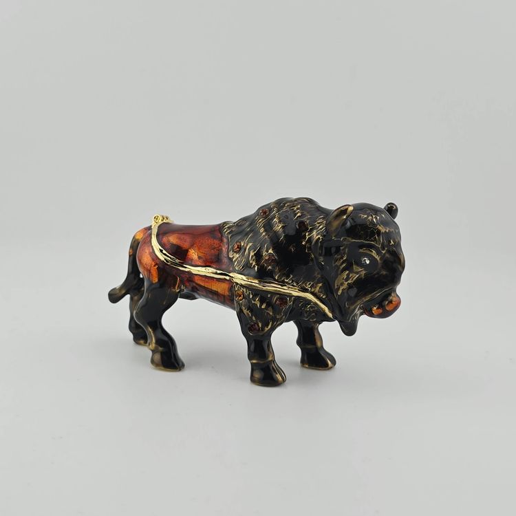 Buffalo Enamel Jeweled Trinket Box
