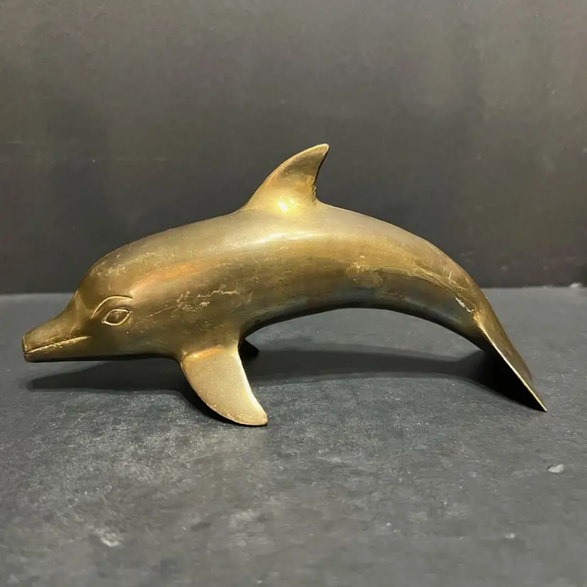 MARKDOWN! Solid Brass Dolphin Made in India ~3.25β x 8β x 2.75β