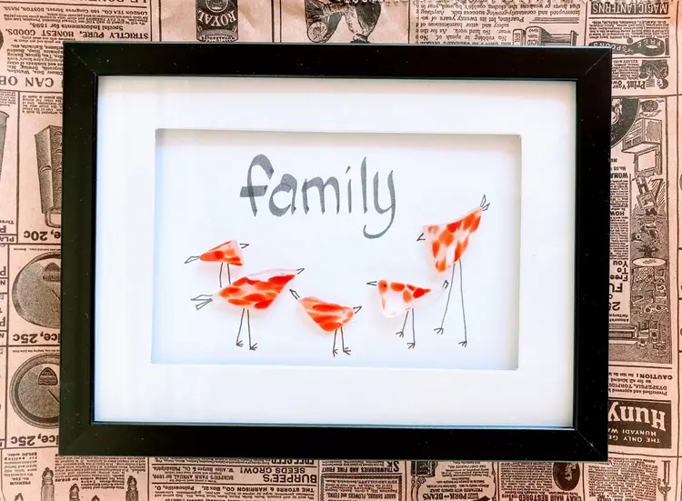 Reimagined Vintage Art Glass Art Bird Family