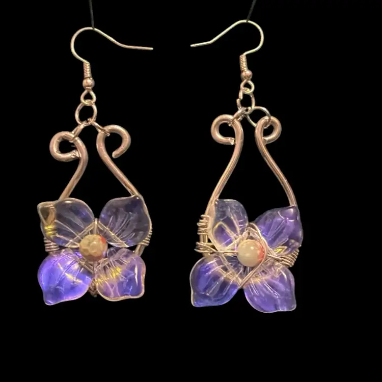 Glass Flower Pedal Iridescent Earrings