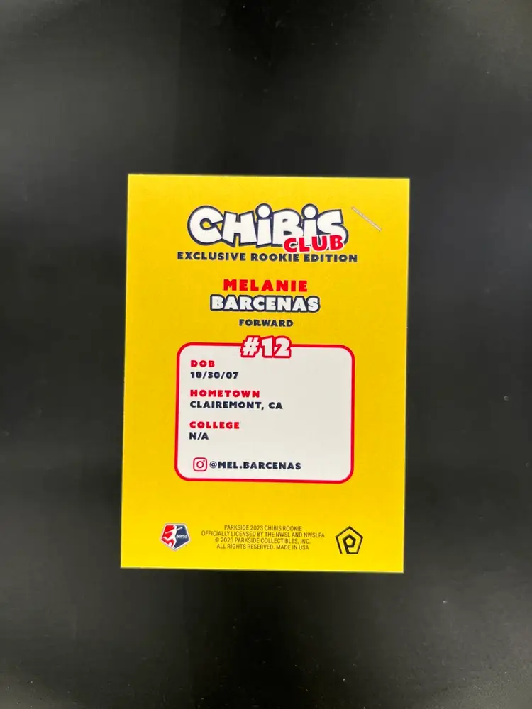 Melanie Barcenas 2023 Parkside NWSL Chibi Club Exclusive Rookie Edition