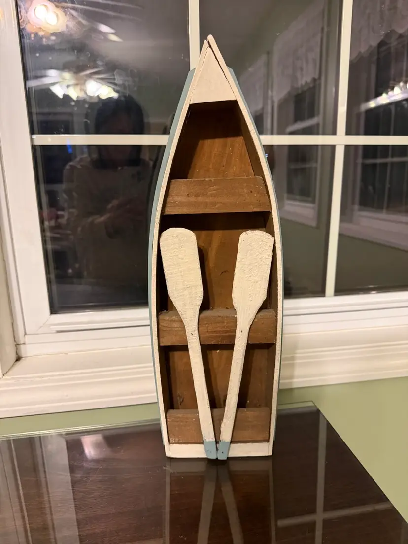 Wood Boat Shelf & Paddles Nautical Decor Wall or Stand Shelf Lake Cabin Ocean