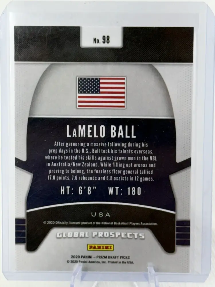 2020-21 Prizm Draft Picks LAMELO BALL Global Prospects Base Set RC Rookie #98