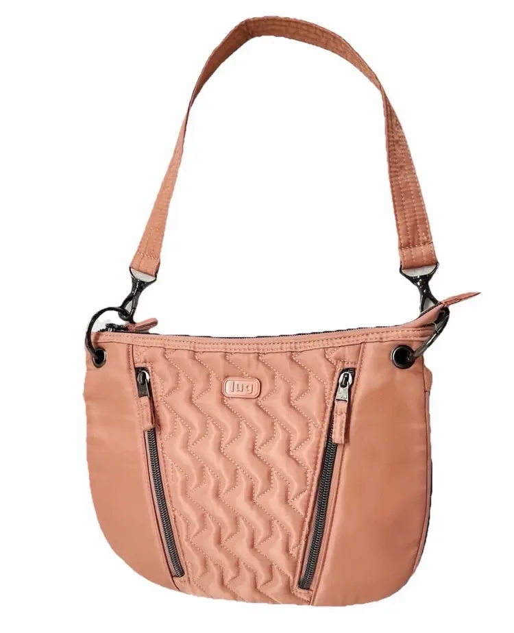 LUG Crossbody Bag Swivel Purse Dusty-Pink Quilted Travel Vegan Friendly RFID-Blocking