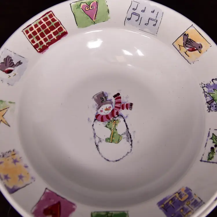 Vintage Gibson Snowman Kitchen Cereal Bowls Household Set of 4