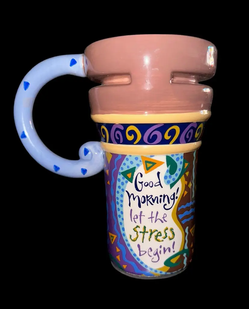 Giftcraft Travel Mug “Good Morning Let The Stress Begin” Ceramic Mug With Lid