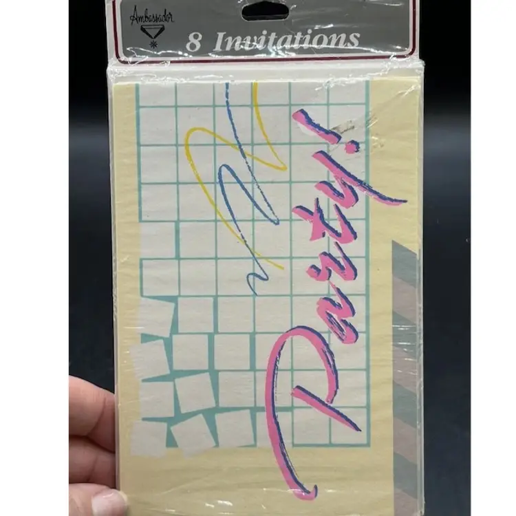 VINTAGE 1980's HALLMARK PARTY INVITATIONS PACK OF 8 SEALED!