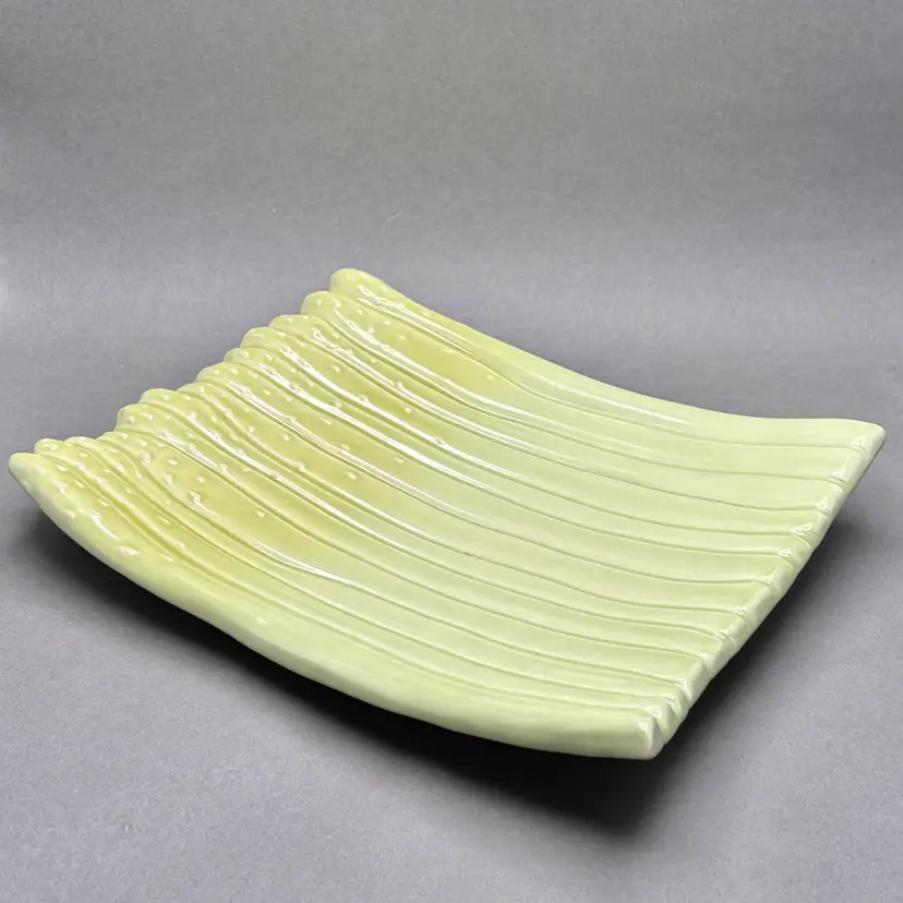 Vintage MCM Asparagus Embossed Ceramic Serving Dish