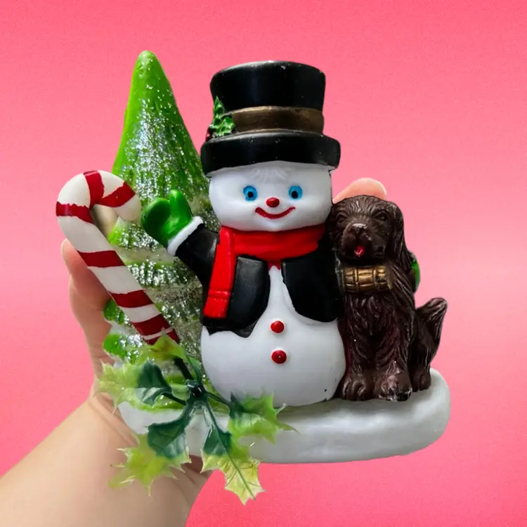 Vintage Snowman and Dog Christmas Blow Mold