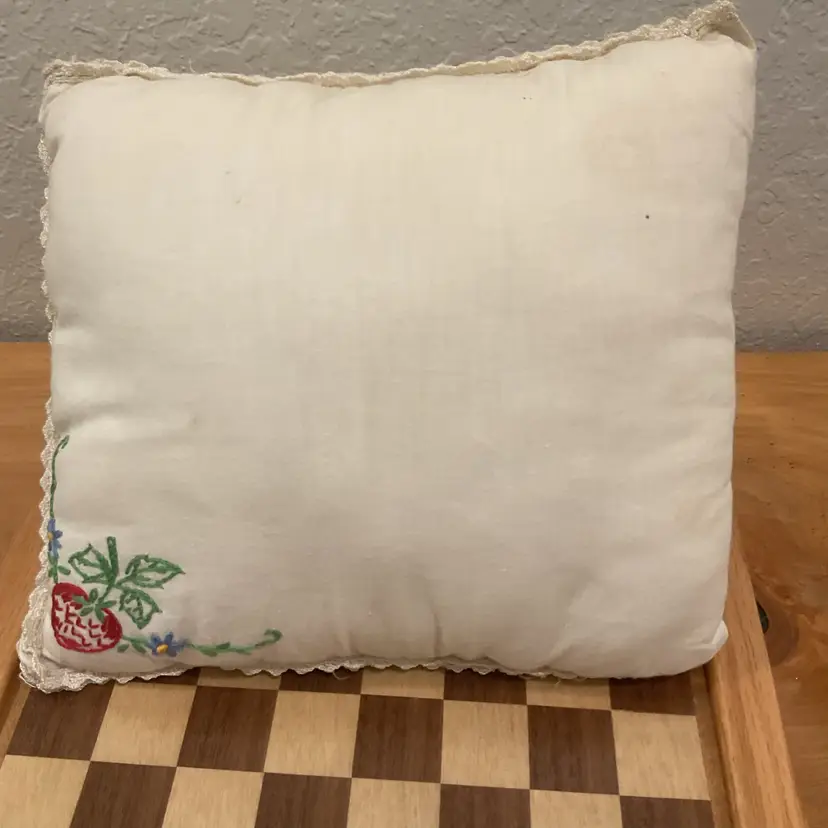 Small Strawberry Needlepoint Pillow